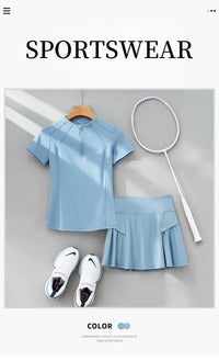 DRUR 2pcs Tennis Skirt Set Women Summer Sports Suit 2 Piece Fitness Top Skort Sets Ladies Golf Wear Set Sportswear Outfits 2025 - Buy online at  Vibe In Cart.