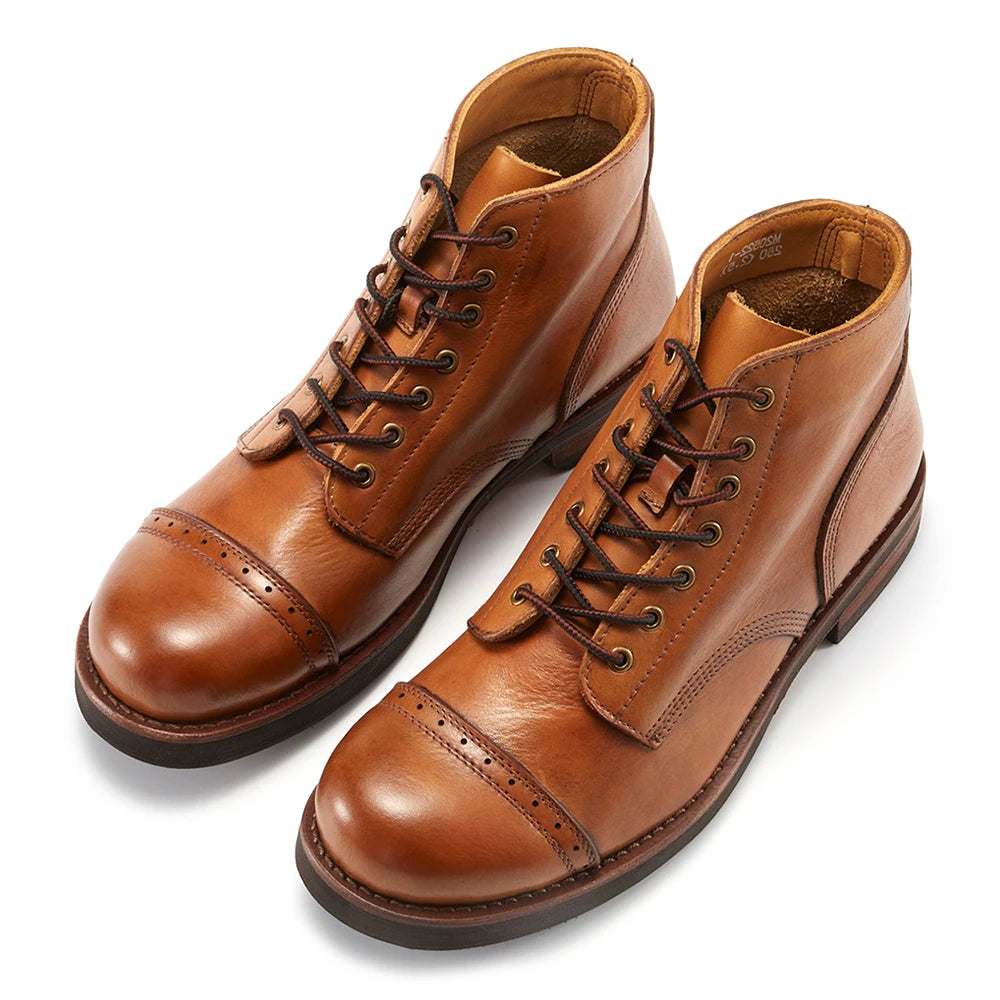 Men's Lace-Up Genuine Leather Outdoor Ankle Boots