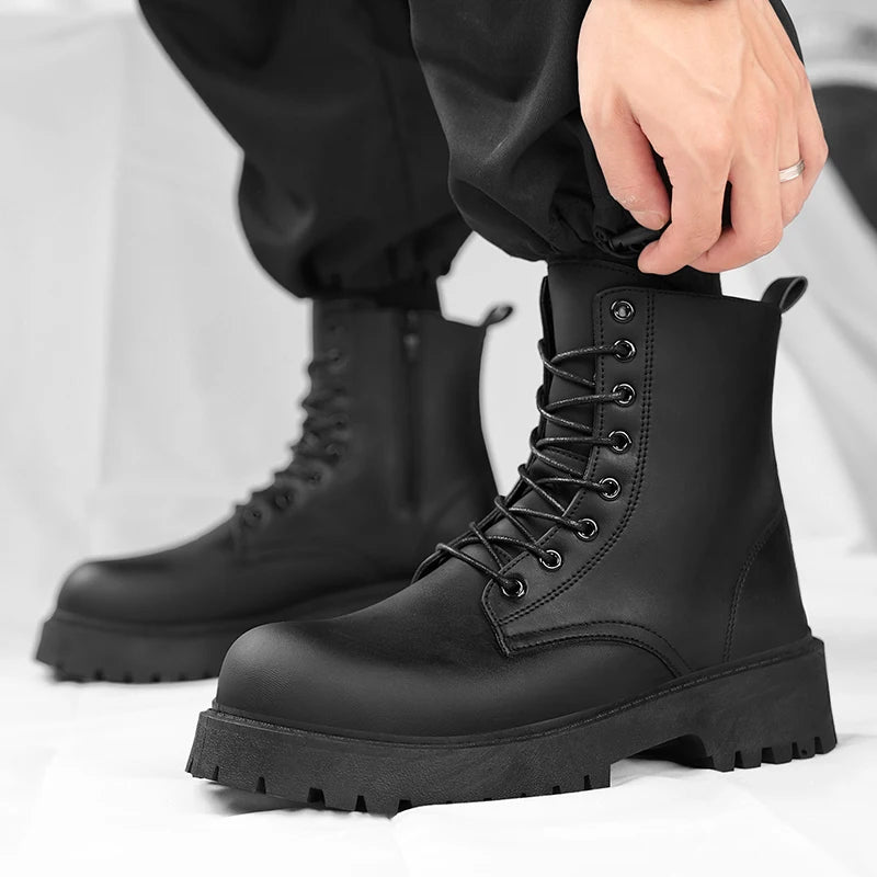 Couple's casual boots four season men's and women's high top leather boots fashion thick soled non slip plus size outdoor boots - Buy online at  Vibe In Cart.