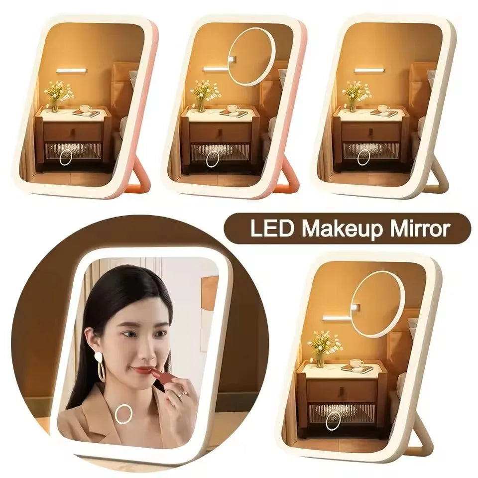 LED Makeup Mirror, 3-Color Light, 360° Rotatable, Touch Control, USB Powered, Tabletop Vanity Mirror for Bedroom Bathroom Travel - Buy online at  Vibe In Cart.