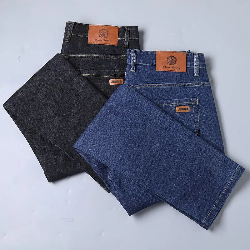Men Fashion Straight Jeans Mens 2025 New Stretch Slim Fit Pants Comfortable Soft Business Denim Trousers Male Brand Clothing - Buy online at  Vibe In Cart.