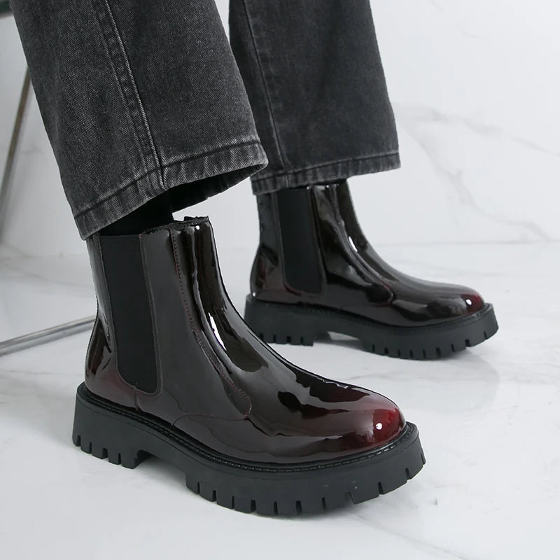 Men Chelsea Boots PU Thick Soled Round Toe Classic Comfortable Men High Top Boots - Buy online at  Vibe In Cart.