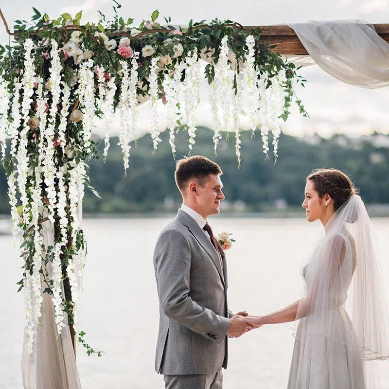 36/24 PACK Artificial Fake Wisteria Flowers Hanging Garland for Wall Outdoor Garden Wedding Party Decoration Home Interior Decor - Buy online at  Vibe In Cart.