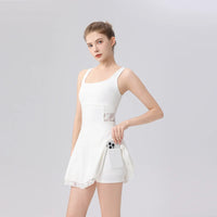 2026 New tennis dress ballet dress sexy back cross lace badminton anti-light lacework Separate shorts yoga golf sports dress