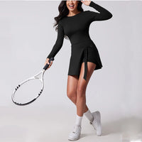 VITALINOVO Womens High Neck Tennis Dress Long Sleeve Sarong Wrap Skirt Built in Shorts Golf Athletic Dress Workout Rompers - Buy online at  Vibe In Cart.