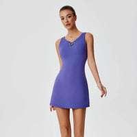 Summer Drawstrings Tennis Dress Women Quick Dry Badminton Sleeveless Golf Wear Sports Outfit Black Blue Running Suit