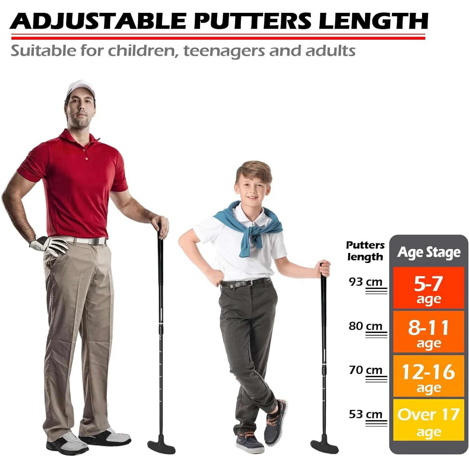 Adjustable Golf Putter with 21-37 Inch Length for Right or Left Handed Users