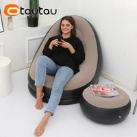 OTAUTAU Inflatable Lounger with Footstool Ottoman Chaise Lounge Recliner Outdoor Portable Camping Couch Garden Chair Pouf SF029 - Buy online at  Vibe In Cart.