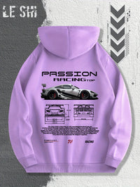 Men'S Passionate Racing Graphic Hoodie Featuring Race Cars and Sports Car Illustrations, Perfect for Everyday Wear - Buy online at  Vibe In Cart.