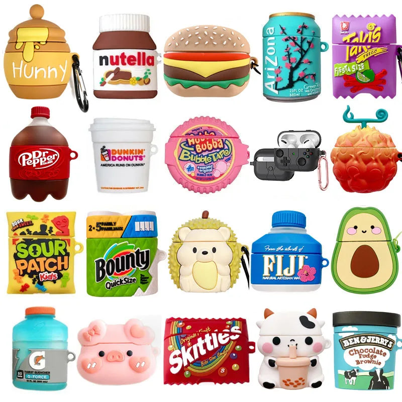 Silicone Protective Cover for Earphone Charging Case with Cartoon Theme