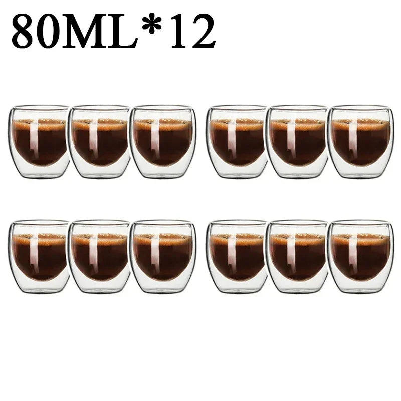 2-18PCS Double Wall High Borosilicate Glass Mug Heat Resistant Tea Milk Juice Coffee Water Cup Bar Drinkware Gift Creativity Set - Buy online at  Vibe In Cart.
