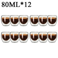 2-18PCS Double Wall High Borosilicate Glass Mug Heat Resistant Tea Milk Juice Coffee Water Cup Bar Drinkware Gift Creativity Set - Buy online at  Vibe In Cart.