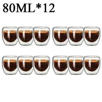 2-18PCS Double Wall High Borosilicate Glass Mug Heat Resistant Tea Milk Juice Coffee Water Cup Bar Drinkware Gift Creativity Set - Buy online at  Vibe In Cart.