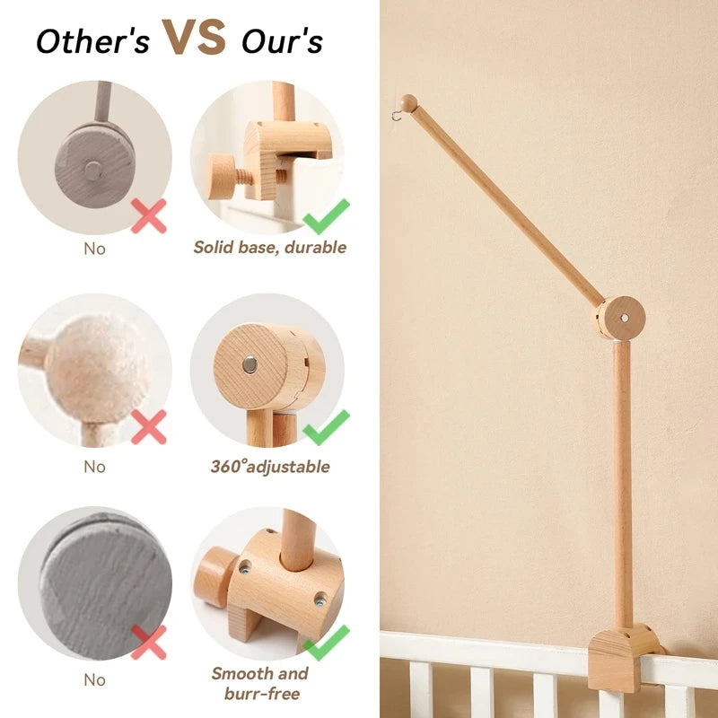 Baby Crib Mobile Rattle Toy For 0-12 Months Cartoon Felt Forest Animal Bed Bell Hanging Wooden Bracket Mobile Newbaby Rattle Toy