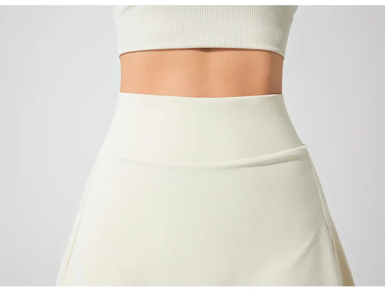 Athleisure Sports Running Gym Short short Breathable Elastic Solid 2 in 1 White Women's Skirt Tennis Dress with Side Pocket - Buy online at  Vibe In Cart.
