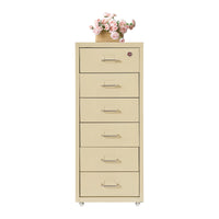 Lockable Rolling Metal File Cabinet| 6-Drawer Home Office Document Storage Container with Wheels| Off-white/Green/Yellow - Buy online at  Vibe In Cart.
