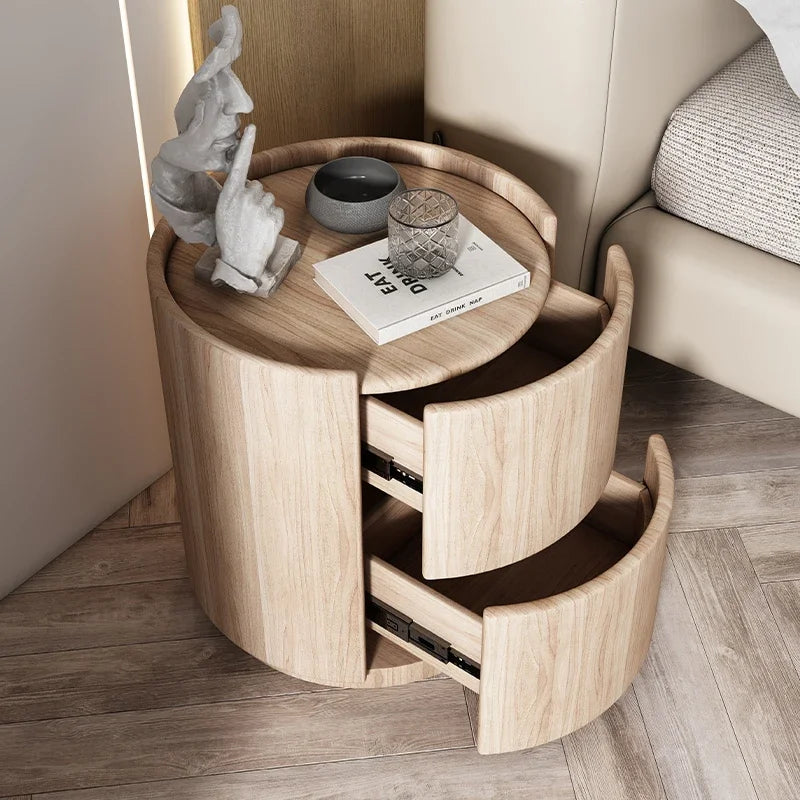 Home Living Room Sofa Side Cabinet, Creative Round Solid Wood Bedside Table, New Simple Modern Small Bedroom Storage Cabinet - Buy online at  Vibe In Cart.
