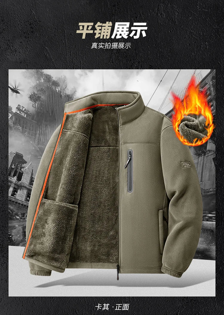 Men's Outdoor Fleece Jacket Thickened Autumn Winter Casual Versatile Comfortable Style Zipper Closure Long Sleeve Unisex Outwear - Buy online at  Vibe In Cart.