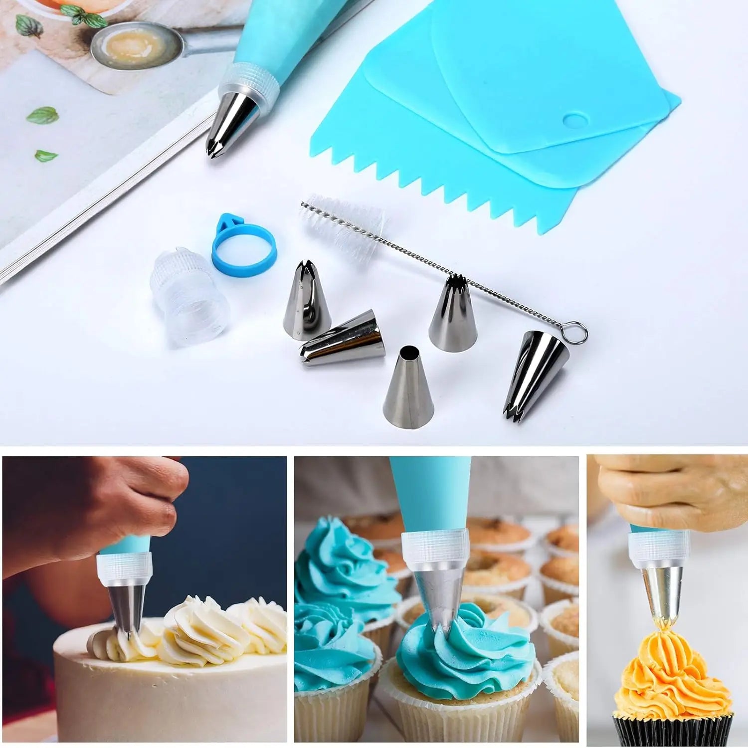 80PCS Cake Decorating Set-Non-Slip Turntable with 14 Piping Tips, Scrapers & Tools for Professional DIY Baking Tools Accessories - Buy online at  Vibe In Cart.