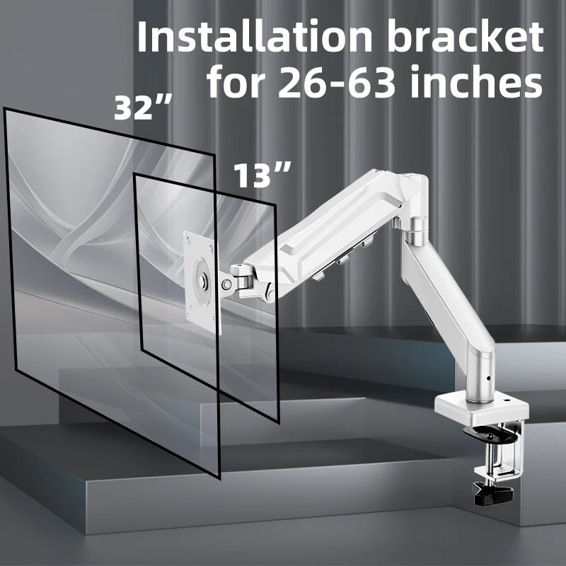 Adjustable Gas Spring Single Monitor Arm for 13-32 Inch Screens with Clamp Stand