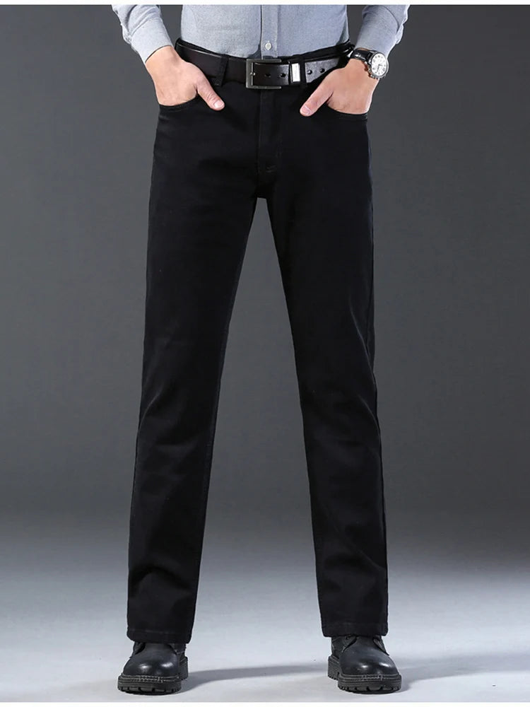 Men Classic Advanced Fashion Brand Pure Black Jeans Man Soft Breathe Stretch Slim Straight Denim Trousers Mens Pants Overalls - Buy online at  Vibe In Cart.