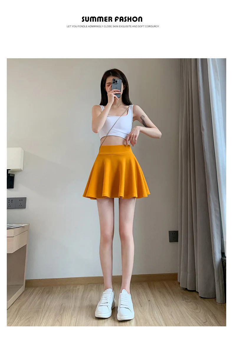Summer Women's Skirts Fashion Sexy Mini Elastic Pleated Sun Skirts For School Girl Uniform Korean Black High Waist Tennis Skirts - Buy online at  Vibe In Cart.