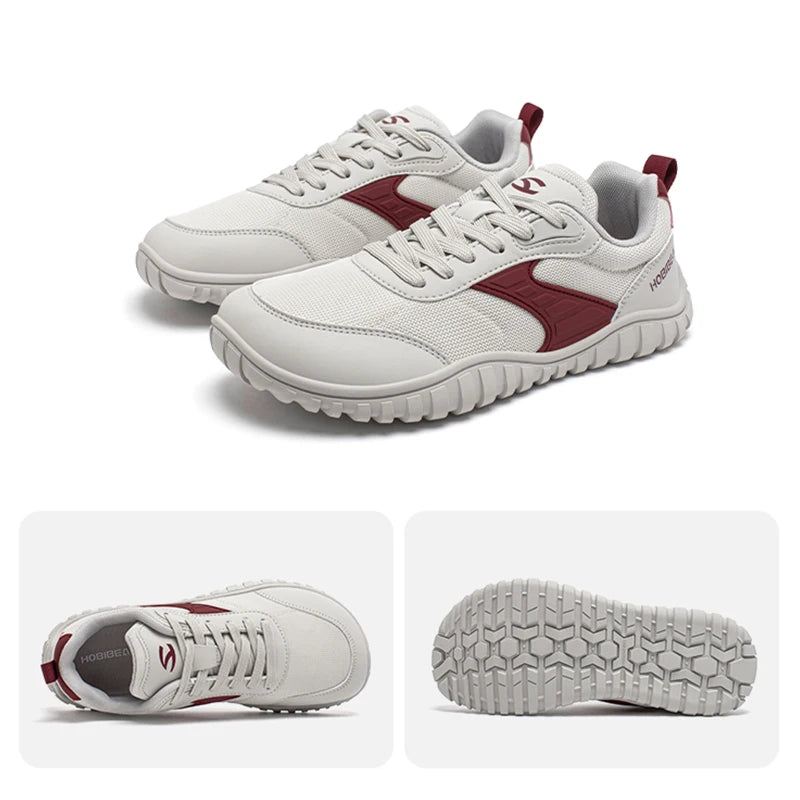 HOBIBEAR Minimalist Wide Toe Shoes Mens Womens Artificial Leather Running Sneakers Lace Up Lightweight Breathable Walking Shoes - Buy online at  Vibe In Cart.