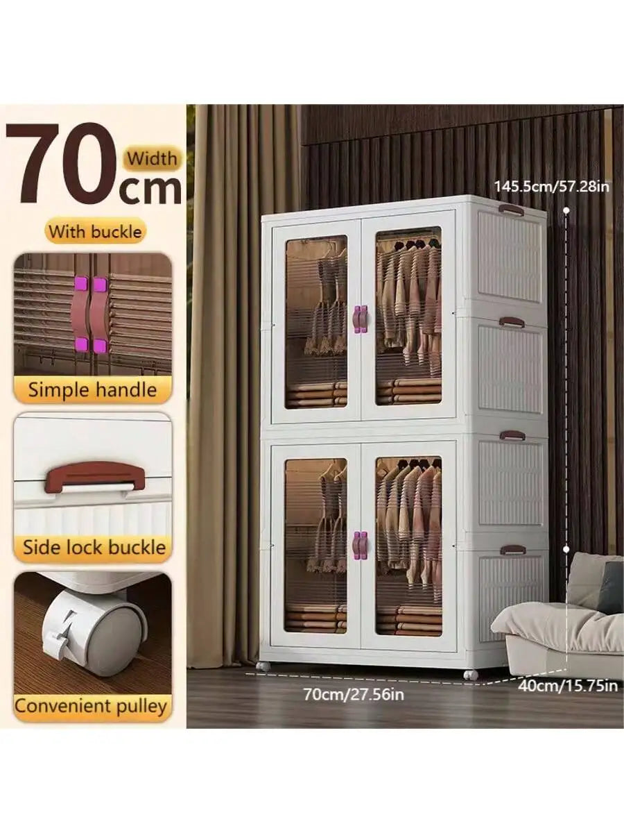 27.56 Inch 1pc Folding Wardrobe + 3pcs Folding Box Easy to Install Wardrobe Hanging Locker Bedroom Clothes Storage Cabinet Folda - Buy online at  Vibe In Cart.