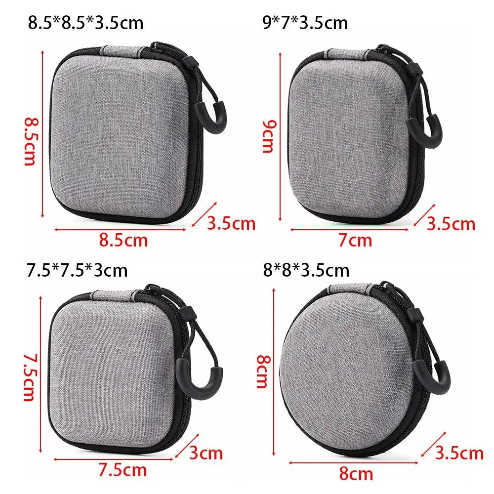 Grey Canvas Zipper Storage Bag for Earphones and Accessories