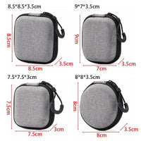 Grey Canvas Zipper Storage Bag for Earphones and Accessories