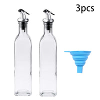 FAIS DU Glass Oil Bottle Olive Oil Dispenser for Kitchen with Silicone Funne Kitchen Seasoning Sauce Vinegar Bottle Kitchen Tool - Buy online at  Vibe In Cart.