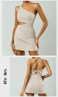 Women's Slim Fit Sleeveless Tennis Dress in Nylon Elastane with Chest Pads