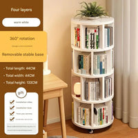 360 Degree Rotatable 5-Tier Round Wooden Bookshelf