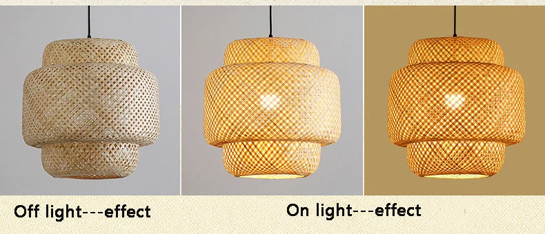 Bamboo Lantern 30cm Pendant Lamp Natural Rattan Wicker E27 LED Chandeliers Hand-Woven Lampshades Lighting Fixture Hanging Light - Buy online at  Vibe In Cart.