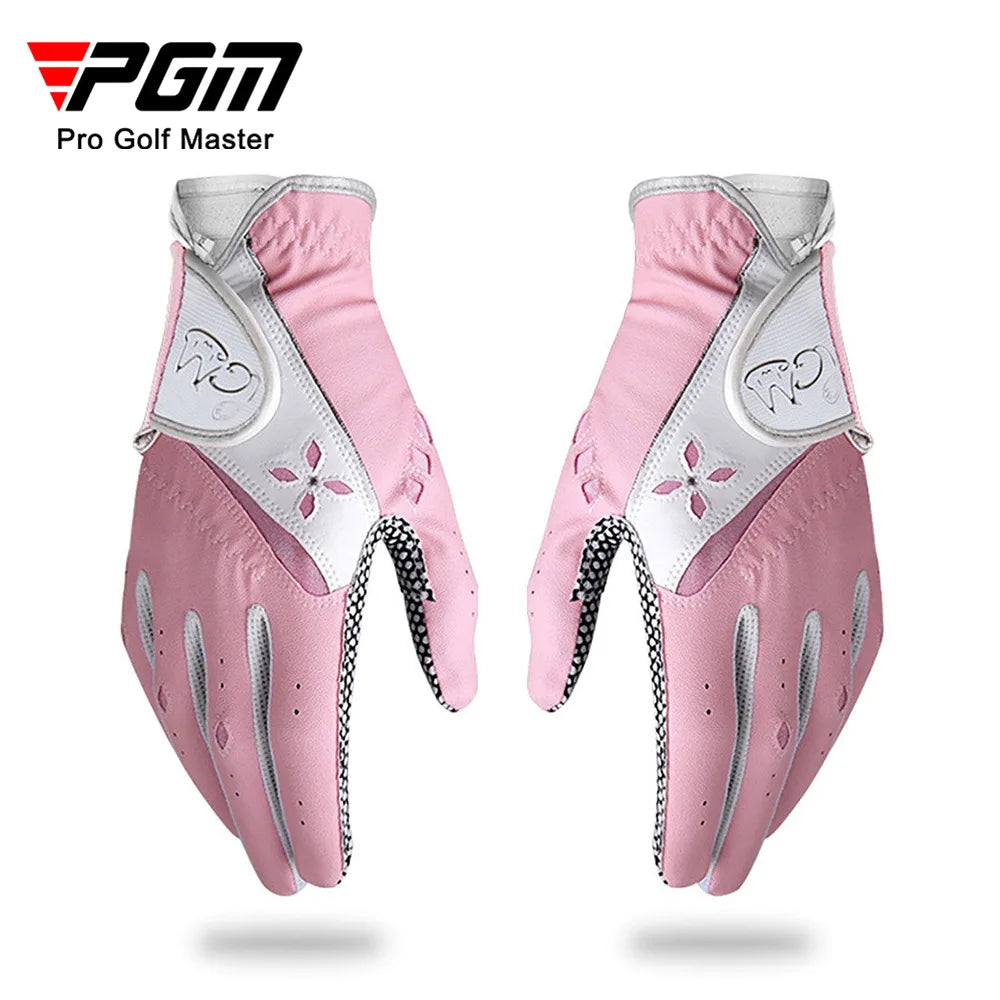 Women's Golf Gloves 1 Pair PU Leather Non-Slip Soft Breathable