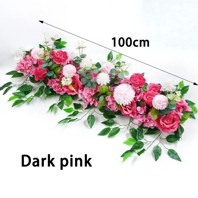 100cm Luxury White Rose Artificial Flower Row Wedding Table Centerpiece Flowers Backdrop Wall Arches Decor Party Stage Floral - Buy online at  Vibe In Cart.