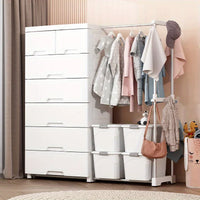 5/6-Tier White Wardrobe with Extendable Hanger - Large Space & Partitioned Storage Wardrobe for Bedroom, Dormitorie - Buy online at  Vibe In Cart.