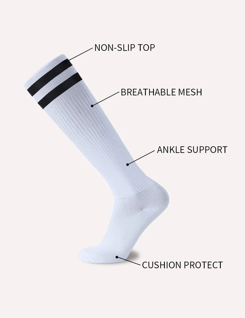 White Black Stripes Football Soccer Socks For Men Teenages Kids Boys Over the Calf Baseball Rugby Athletic Socks Women Girls - Buy online at  Vibe In Cart.