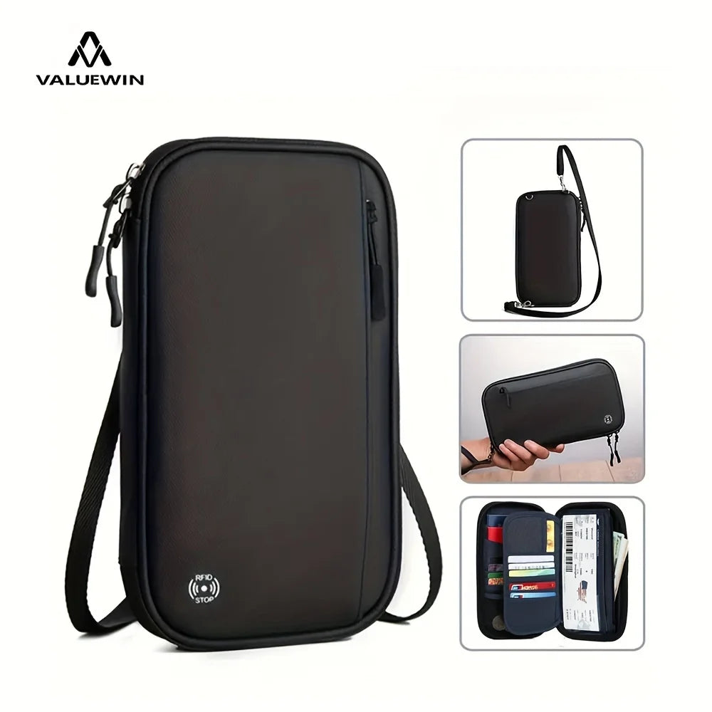 Polyester Crossbody Travel Wallet Passport Holder Bag