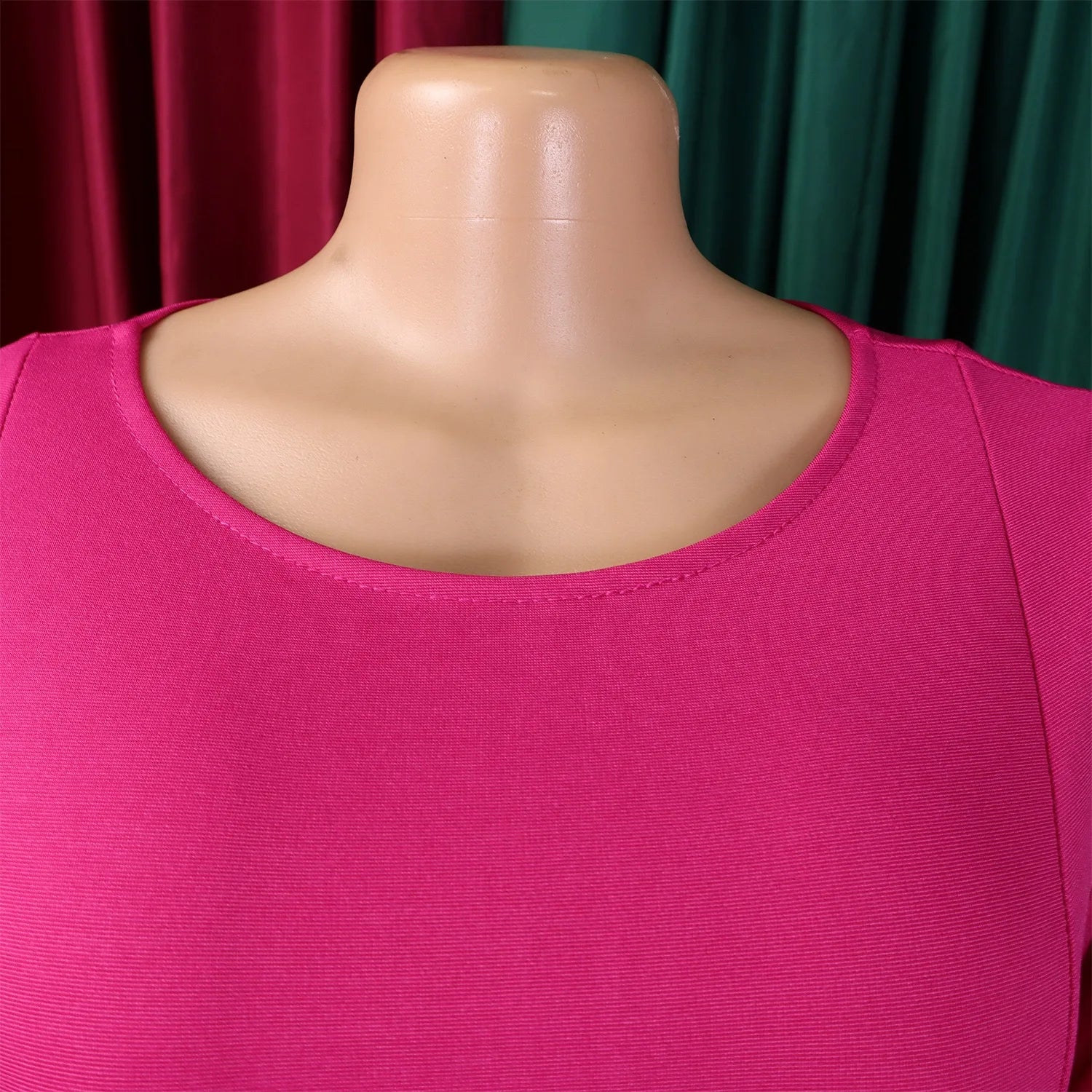 Women's Polyester O Neck Short Sleeve Belted Pleated Mid-Calf Dress