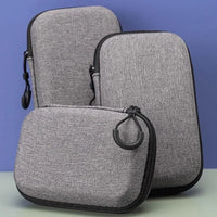 Grey Canvas Zipper Storage Bag for Earphones and Accessories