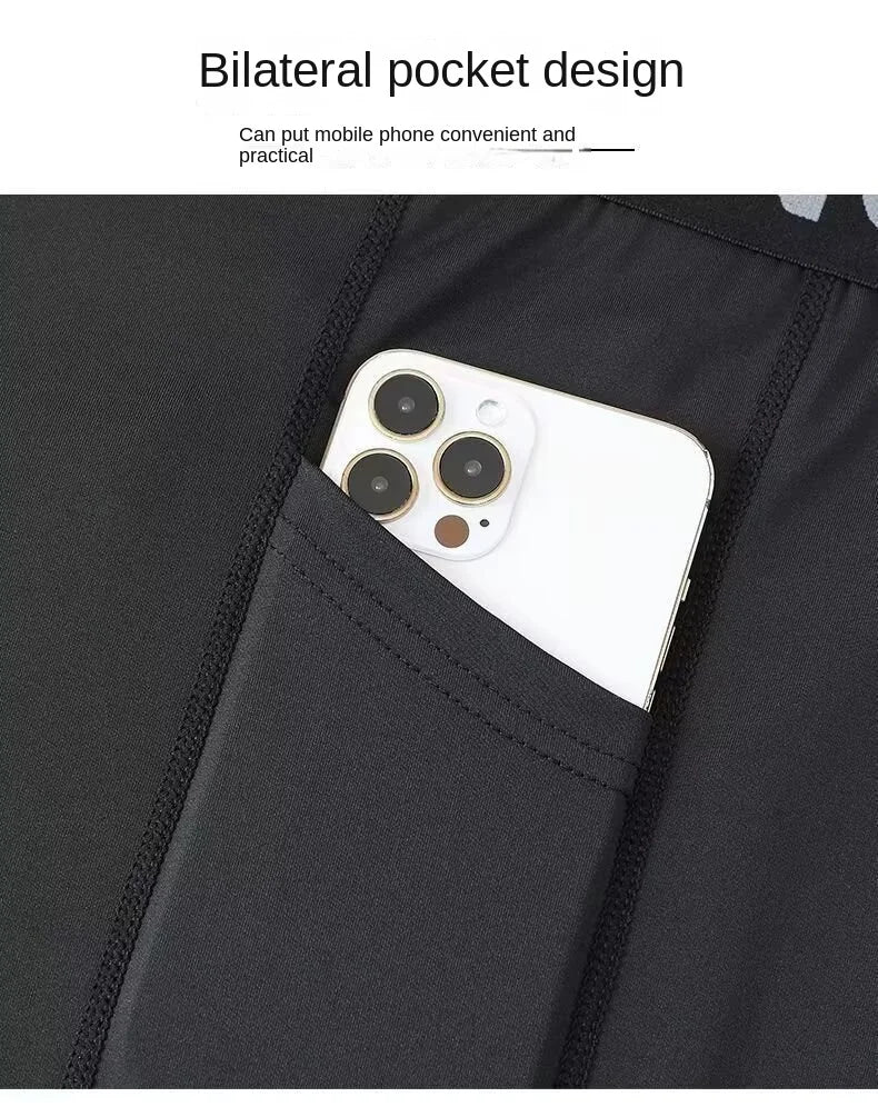 Running speed dry tight pants men's compression sports pants can hold mobile phones Spring and Autumn Marathon professional trac - Buy online at  Vibe In Cart.