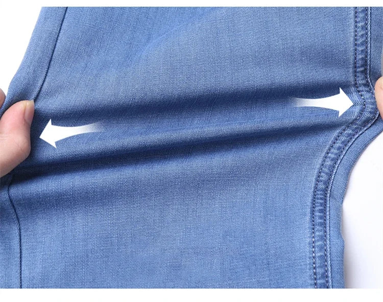 New Ice Silk Thin Denim Jeans For Men Blue Straight Stretch Cotton Pants Business Casual Lightweight Trousers Spring Summer - Buy online at  Vibe In Cart.