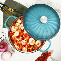Enameled Cast Iron Dutch Oven, 3.8 Quart with Handles, Blue-Green Cookware, Braisier Pan with Lid - Buy online at  Vibe In Cart.