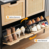 Rattan Shoe Storage Cabinet, Entryway Shoes Cabinet with 4 Flip Doors, Freestanding Shoe Rack with 3 Position Adjustable Shelves - Buy online at  Vibe In Cart.