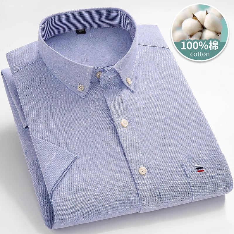 Larger Size 7XL 6XL Classic Men's Short Sleeve Shirt 100% Oxford Cotton Casual College Soft Plaid Stripe Solid Business Slim Fit - Buy online at  Vibe In Cart.