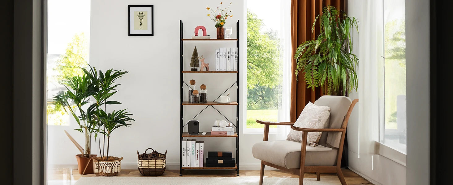 JHK 5 Tier Bookcase Bookshelf Modern Book Case For Books Corner Storage Organizer for Bedroom Home Office Kitchen Living Room - Buy online at  Vibe In Cart.