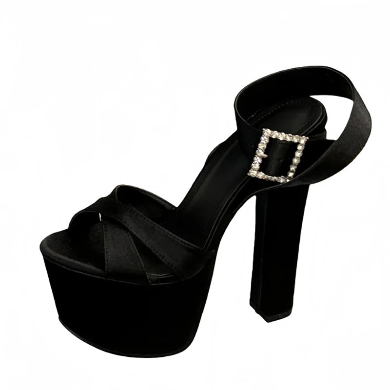 Women's 16cm High Heel Platform Sandals with Buckle Strap
