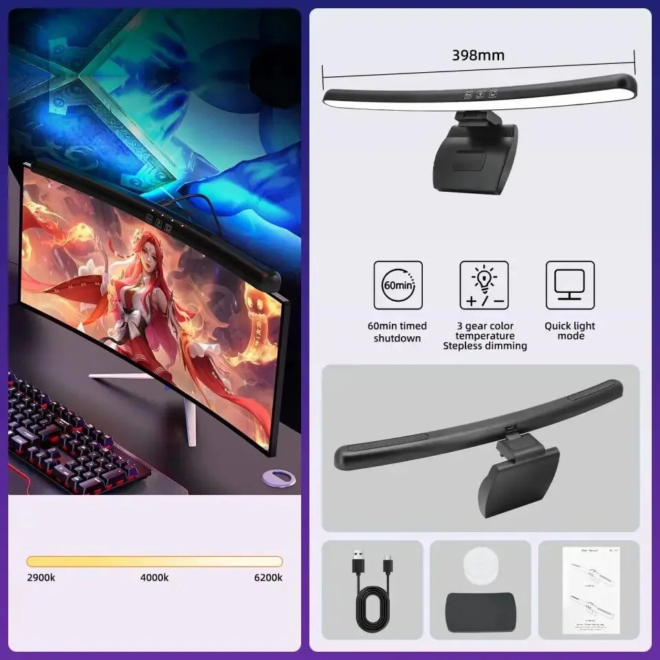 LED Desk Lamp for Monitor with RGB Backlight and Touch Controls