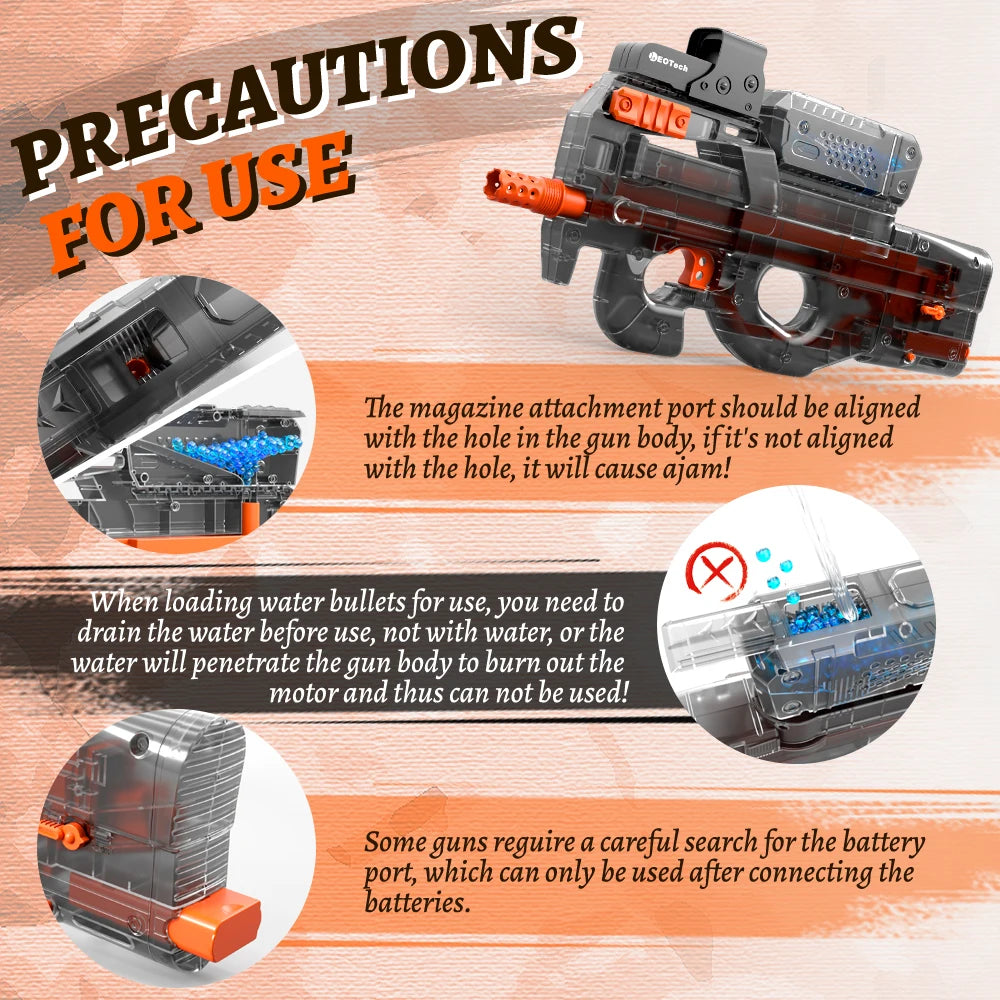 Electric Gel Gun in Transparent Black! Fully Automatic Splatter Ball Toy, Perfect for Outdoor Shooting Games (No Bullets) - Buy online at  Vibe In Cart.